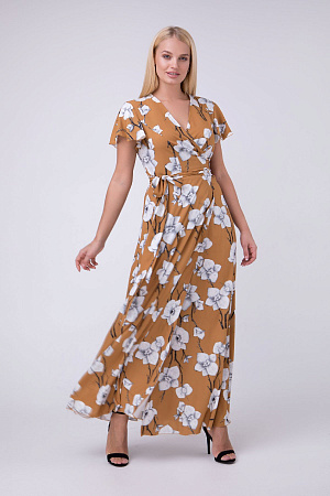 Платье в пол с цветочным принтом больших размеров оптом