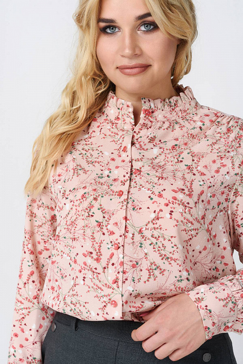 Офисная блуза с цветочным принтом больших размеров