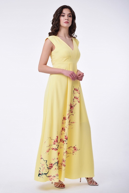 Длинное летнее платье-сарафан с принтом