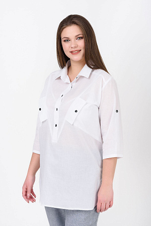 Легкая женская рубашка с принтом на спине, большие размеры оптом