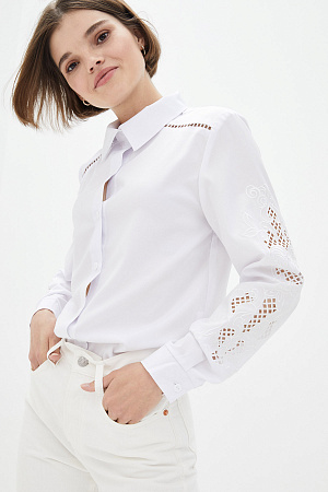 Блуза с вышивкой на рукавах большого размера оптом