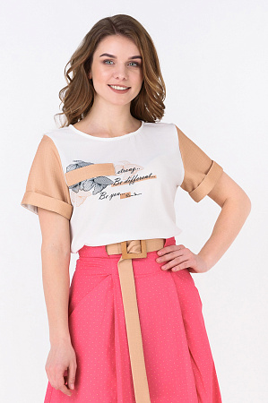 Женская футболка из льна с принтом оптом